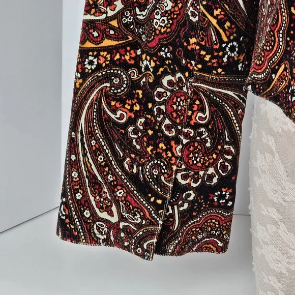 Madison Studio Women 8 Paisley Blazer Jacket Cotton Blend Velvet Look Boho Retro - Picture 10 of 12